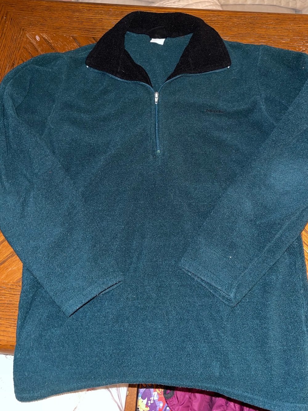 Patagonia Teal Half-Zip Fleece with Black Collar